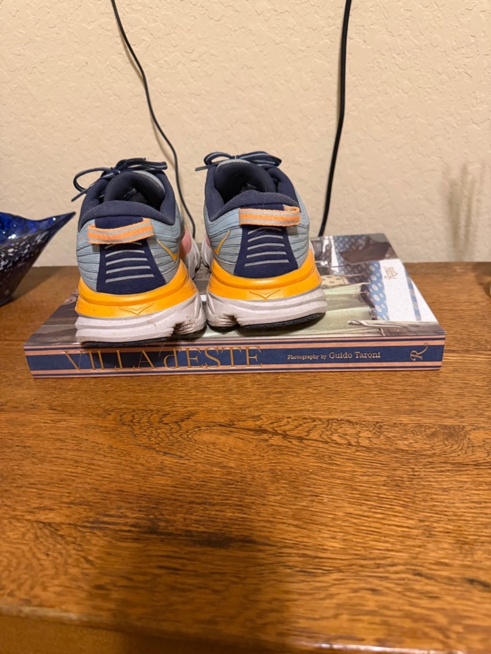 Hoka Light Blue Running Shoe with Yellow & Pink Accents - Picture 2 of 5